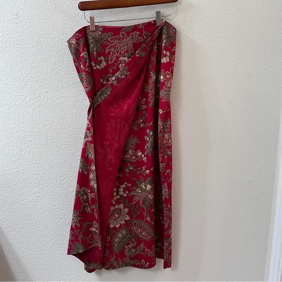 Talbots Size 16 wrap skirt. Red paisley. Midi - Picture 2 of 6